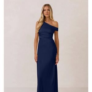 Park & Fifth Navy Satin Maxi Skirt